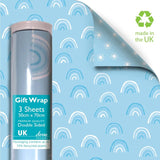 Deva Designs Blue Rainbow Gift Wrap 3 Sheets - British product