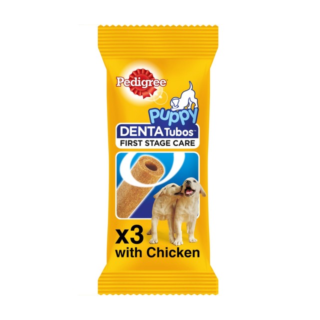 Pedigree Denta Tubo puppy dental chew sticks, imported from the UK
