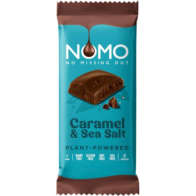 NOMO caramel and sea salt chocolate bar 75g, imported from the UK