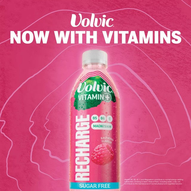 Volvic Recharge raspberry flavoured water, imported from the UK