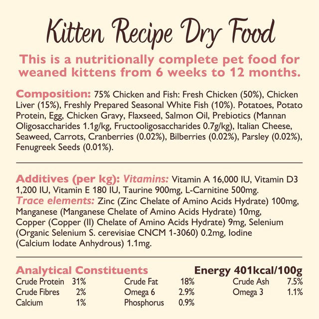 Lily's Kitchen dry kitten food chicken and white fish 800g, UK version