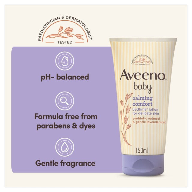 Aveeno baby bedtime lotion with prebiotic oatmeal and lavender scent - British product