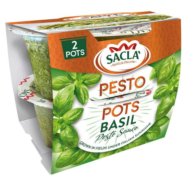 Sacla Classic Basil Pesto Sauce 2 x 45g pots (British brand)