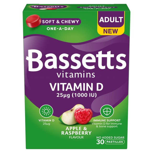 Bassetts Vitamin D apple and raspberry pastilles 30 per pack - British product
