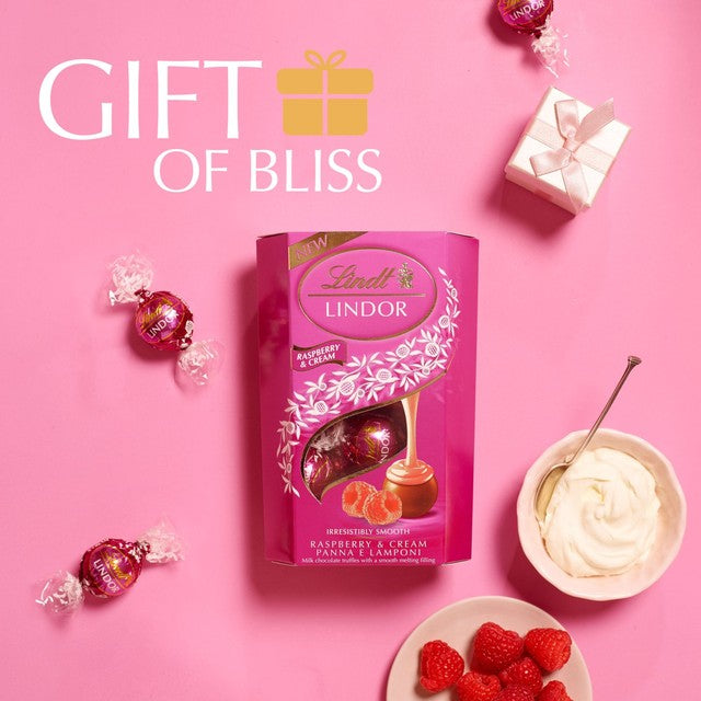 Lindt chocolate truffles Raspberry & Cream box, UK version