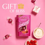 Lindt chocolate truffles Raspberry & Cream box, UK version