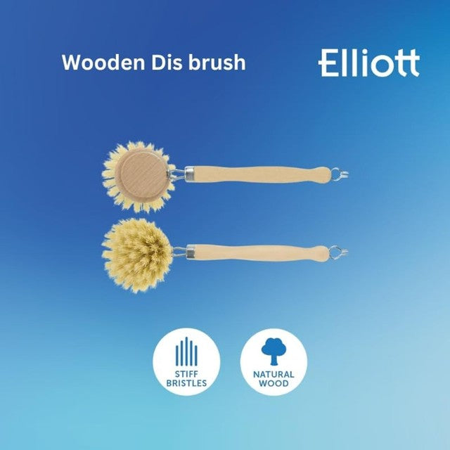 Elliotts wooden dish brush with natural Tampico fibres - British product