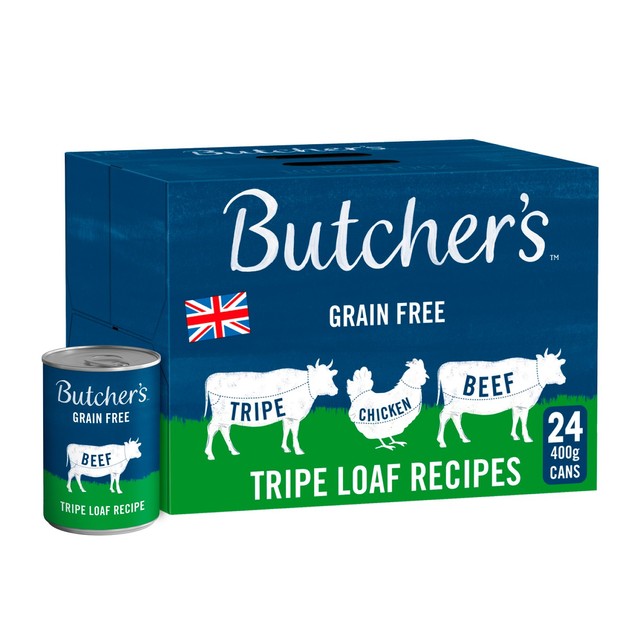 Butcher's tripe loaf dog food variety pack 24 x 400g - British product