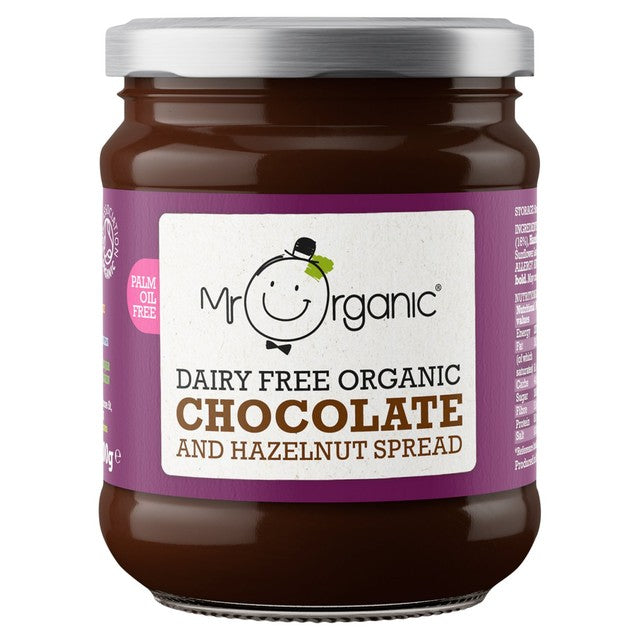 Mr Organic dairy free chocolate hazelnut spread 200g, imported from the UK