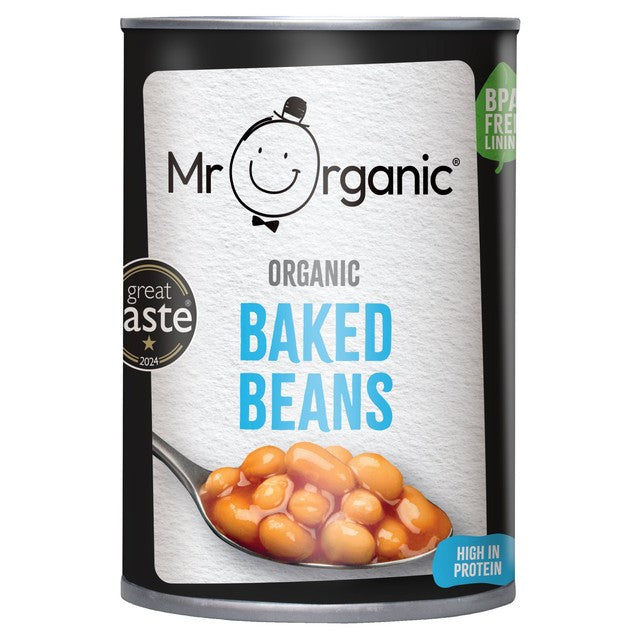 Haricots blancs à la sauce tomate Mr Organic 400 g, importés du Royaume-Uni