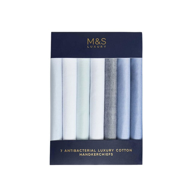 M&S cotton handkerchiefs blue mix 7-pack, UK version