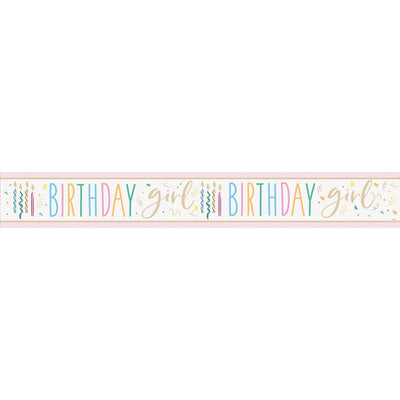 M&S Unique Party Happy Birthday Girl Foil Banner 9ft- Buy online at McGrocer