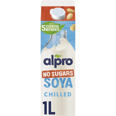 M&S Alpro Soya No Sugar Chilled Dairy Free Milk Alternative 1L- Buy online at McGrocer