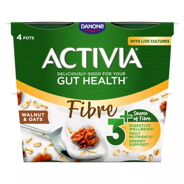 Activia Fibre Walnut & Oat Yoghurt 4 x 115g - British product