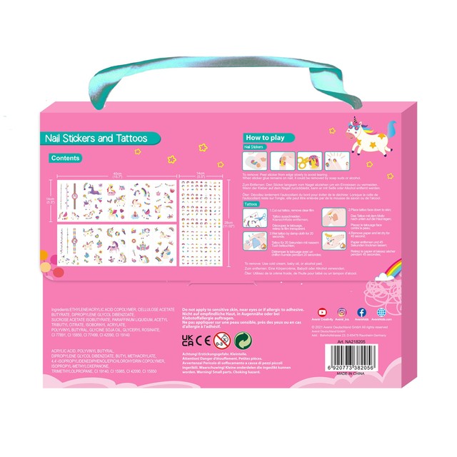 Avenir unicorn nail stickers and tattoos set 4 pack - British product