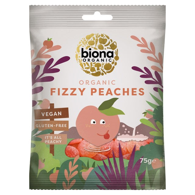 Biona Fizzy Peaches jelly sweets 75g - British product