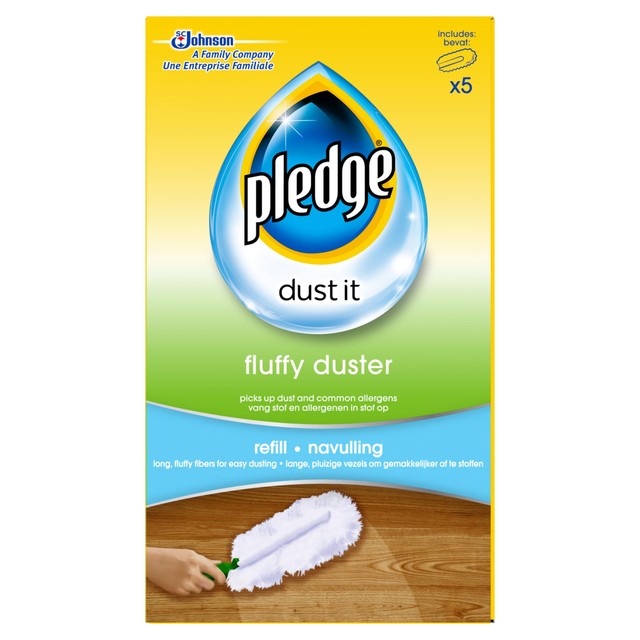 Pledge Dust It Fluffy Duster Refill 5 pack, imported from the UK