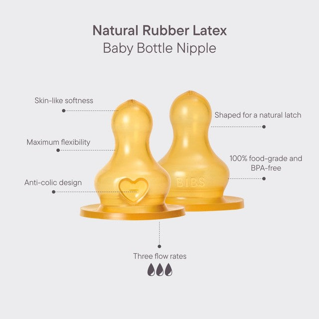 BIBS natural rubber latex fast flow bottle teat 4m+, UK version