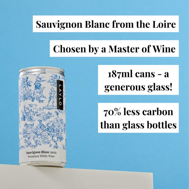 Laylo Sauvignon Blanc white wine can 187ml, UK version