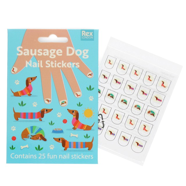 Rex London children's nail stickers Sunny Sausage Dog - British product