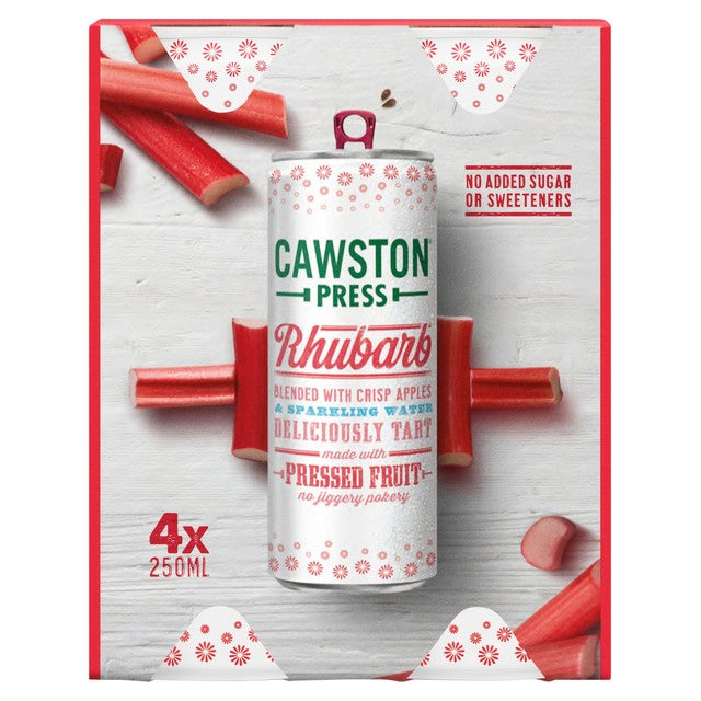 Cawston Press Sparkling Rhubarb drink 4x250ml cans - British product