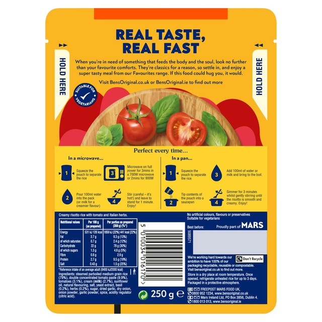 Ben's Original risotto ready meal tomato and Italian herbs 250g - British product