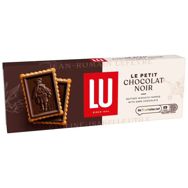 LU Petit Ecolier dark chocolate biscuits, imported from the UK