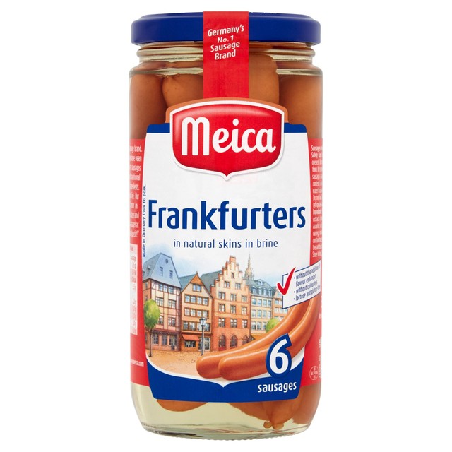 Meica Frankfurter Pork Hot Dog Sausages 375g, imported from the UK