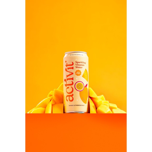 Activit sparkling vitamin water mango passionfruit, imported from the UK