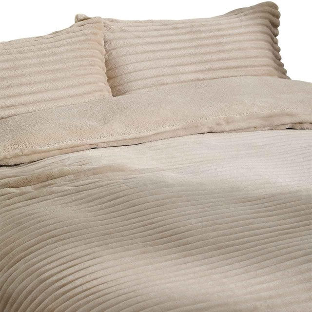M&S cloud fleece striped bedding set single neutral, UK version