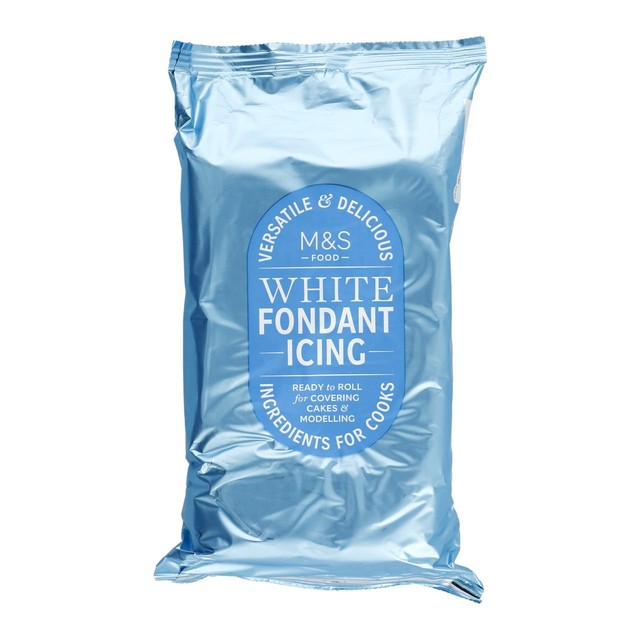 M&S white fondant icing 1kg, imported from the UK