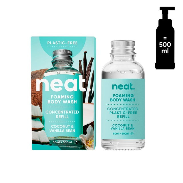 Neat foaming body wash coconut and vanilla bean refill, imported from the UK