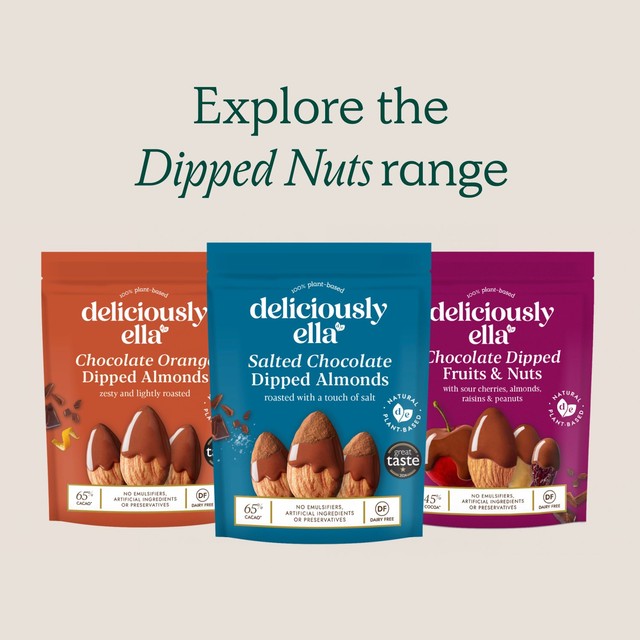 Deliciously Ella salted chocolate dipped almonds 75g - British product