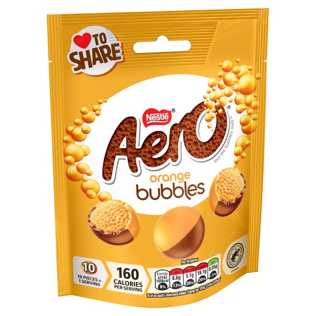 Aero Bubbles Orange flavoured chocolate pouch - British product