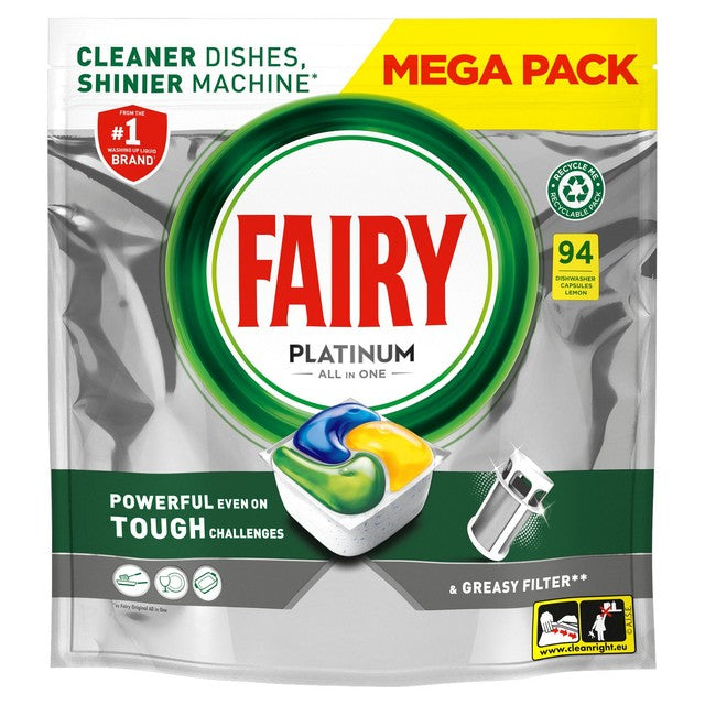 Fairy Platinum Lemon Dishwasher Tablets 94 Tablets - British product