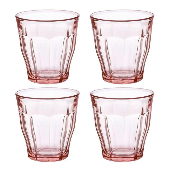 Duralex Picardie pink glass tumbler set 250ml - British product