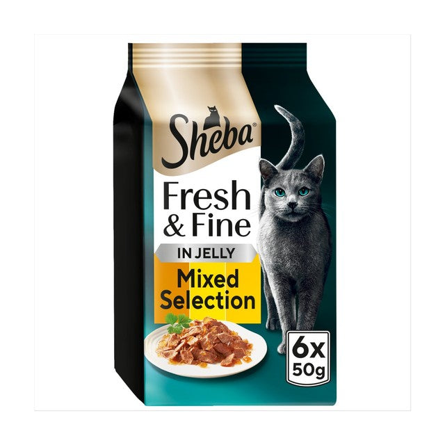 Sheba cat food pouches chicken turkey poultry in jelly 6 x 50g (British brand)