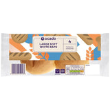 Ocado Large Soft White Baps 4 per Pack, imported from the UK
