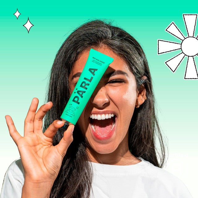 Parla Bio Balance plastic-free probiotic toothpaste, imported from the UK