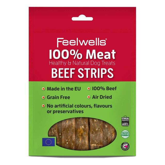 Feelwells beef strips dog treats 100g - British product