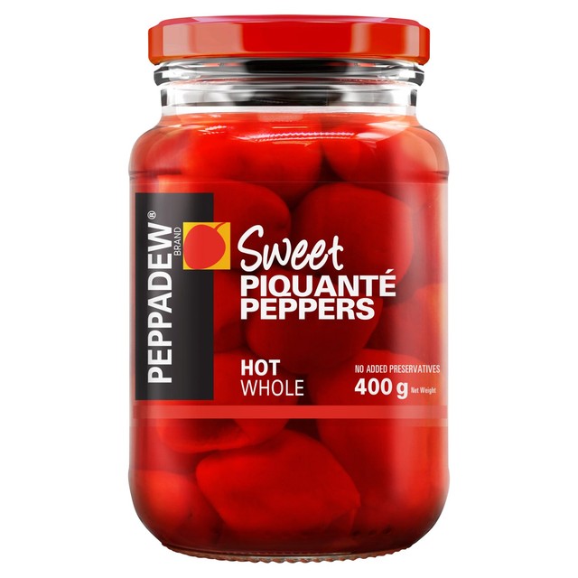 Peppadew hot peppers pickled sweet brine 400g, imported from the UK