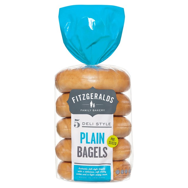 Fitzgeralds plain sliced bagels 5 per pack - British product
