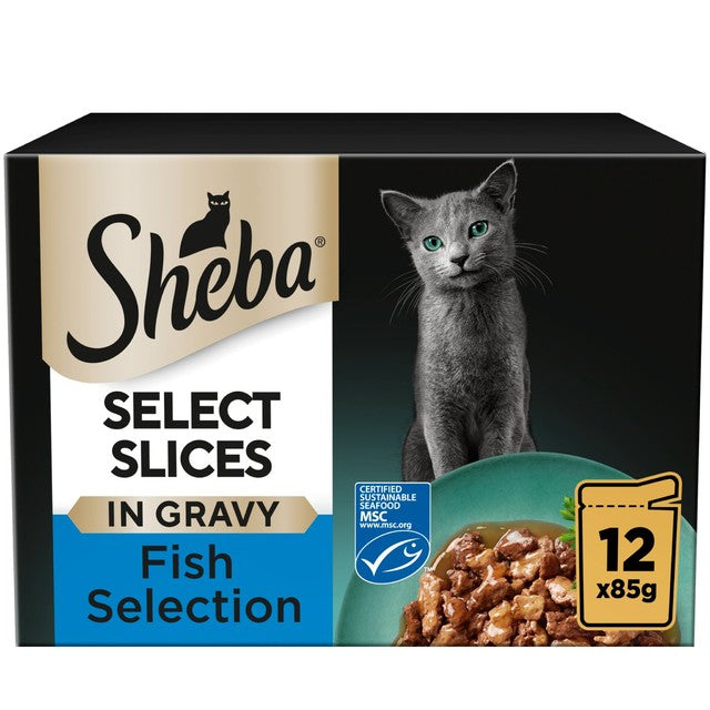 Sheba cat food pouches with fish gravy 12x85g (British brand)