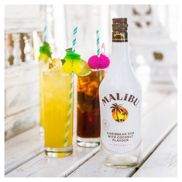 Malibu original white rum with coconut flavour, imported from the UK