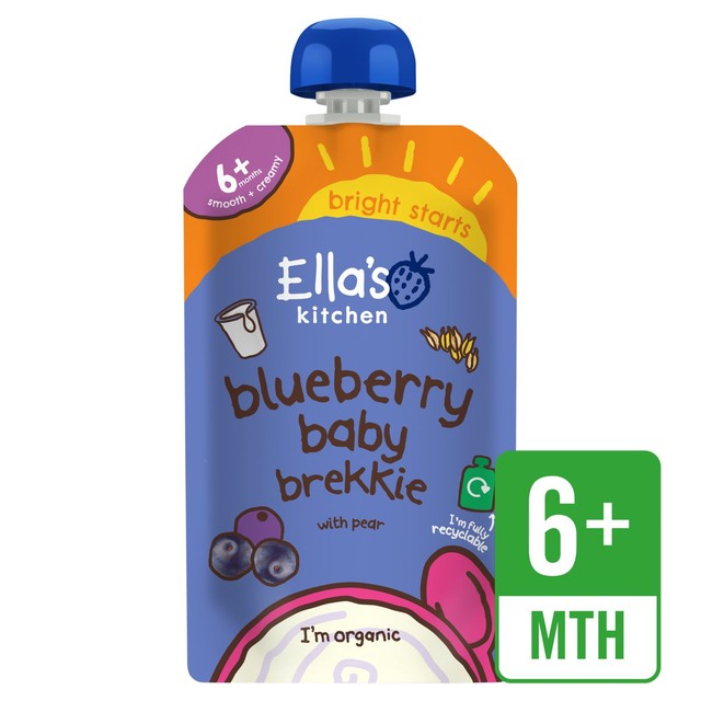 Ella's Kitchen blueberry and pear baby breakfast food pouch 100g - British product