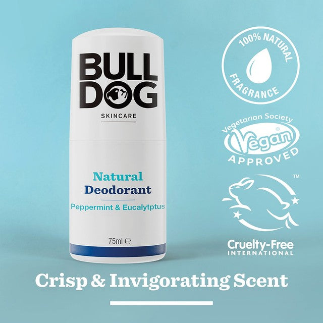 Bulldog peppermint & eucalyptus natural roll-on deodorant - British product