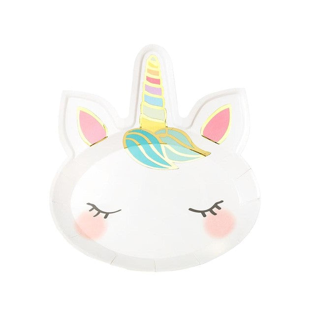 Talking Tables Unicorn Shaped Paper Plates 8 Pack (British brand)
