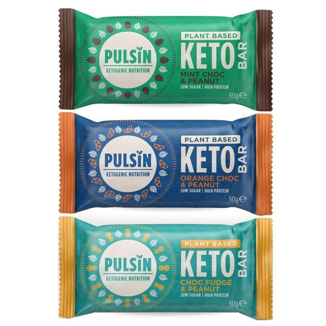 Pulsin orange chocolate and peanut vegan keto protein bar 50g, imported from the UK