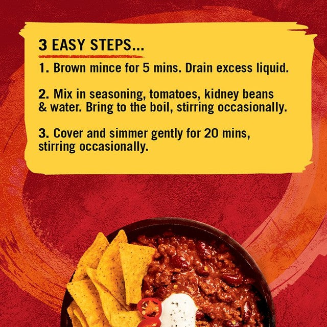 Schwartz hot chilli con carne recipe mix (British brand)