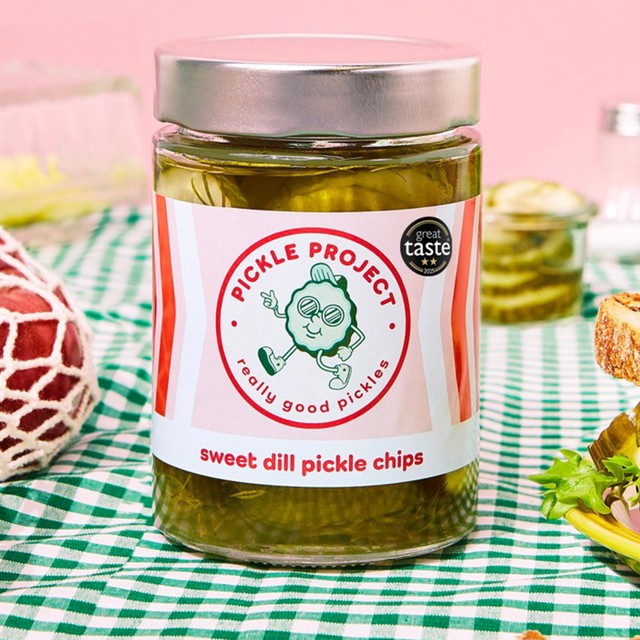 Pickle Project sweet dill pickle chips, imported from the UK